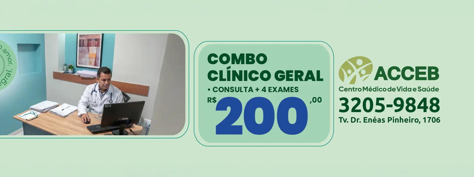 Combo Clínico Geral Consulta + 4 exames por 200 reais